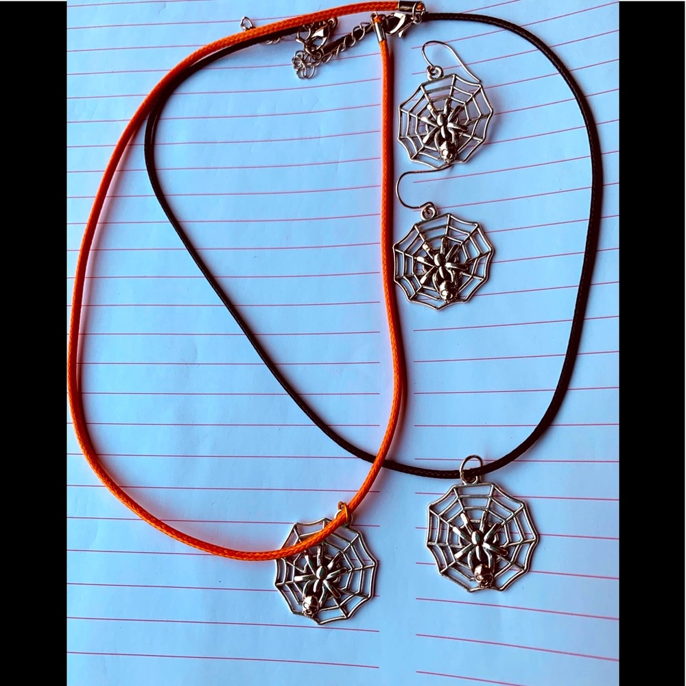 2 for $14 Spider in Web Necklaces (2) & 1 pair of earrings